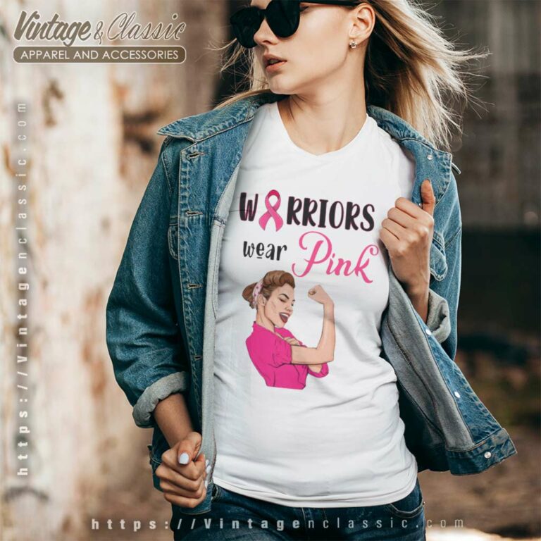 Warriors Wear Pink Breast Cancer Awareness V Neck TShirt Warriors Wear Pink Breast Cancer Awareness V Neck TShirt