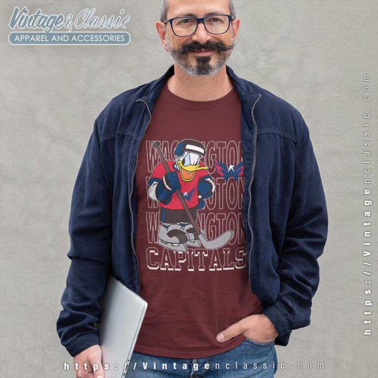 Washington Capitals Donald Duck Hockey Shirt Long Sleeve Tee Washington Capitals Donald Duck Hockey Shirt Long Sleeve Tee