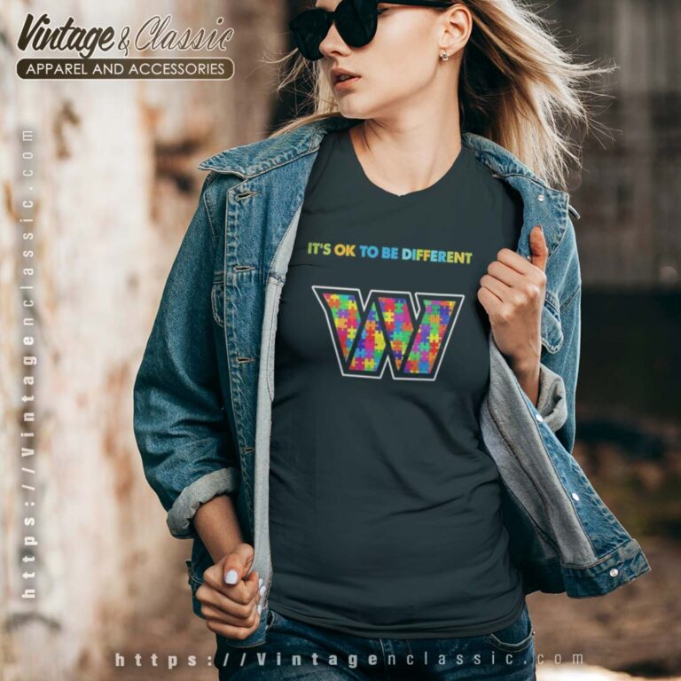 Washington Commanders Autism Its Ok To Te Different Vneck Washington Commanders Autism Its Ok To Te Different Vneck