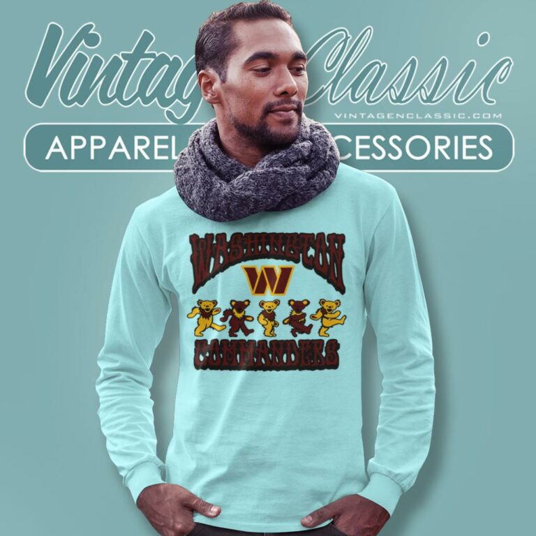 Washington Commanders Grateful Dead Dancing Bears Long Sleeve Tee Washington Commanders Grateful Dead Dancing Bears Long Sleeve Tee