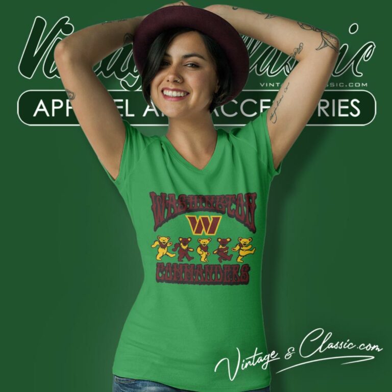 Washington Commanders Grateful Dead Dancing Bears V Neck TShirt Washington Commanders Grateful Dead Dancing Bears V Neck TShirt