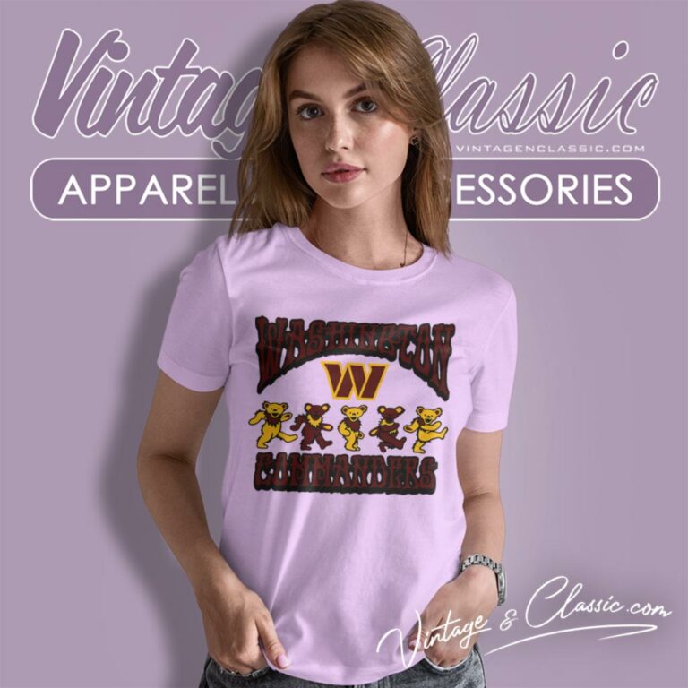 Washington Commanders Grateful Dead Dancing Bears Women T Shirt Washington Commanders Grateful Dead Dancing Bears Women T Shirt