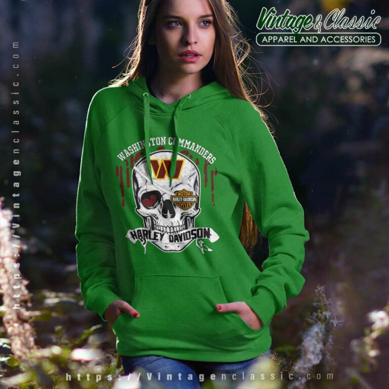 Washington Commanders Harley Davidson Skull Hoodie Washington Commanders Harley Davidson Skull Hoodie