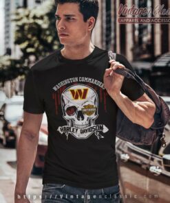 Washington Commanders Harley Davidson Skull T Shirt