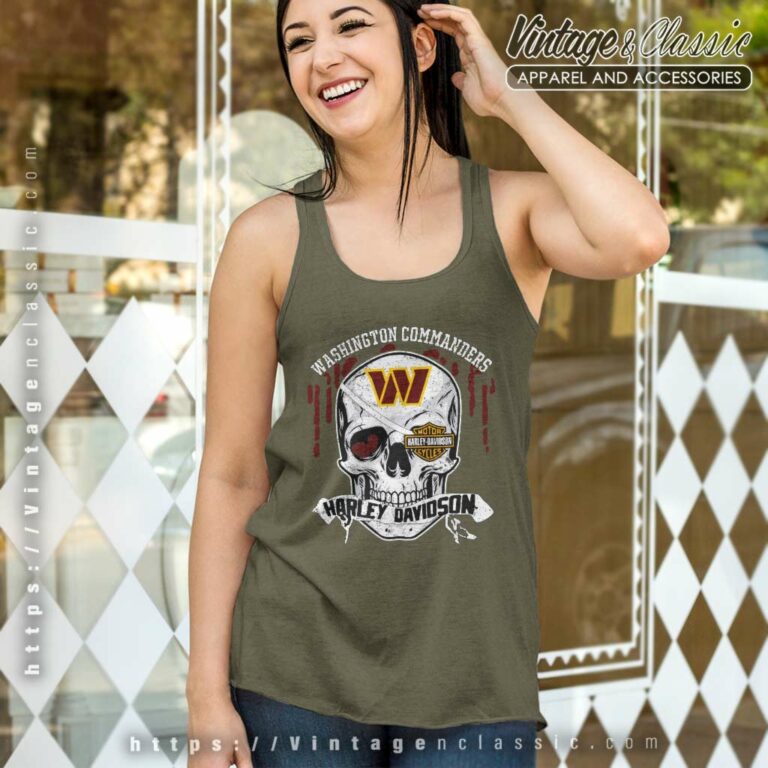 Washington Commanders Harley Davidson Skull Tank Top Racerback Washington Commanders Harley Davidson Skull Tank Top Racerback