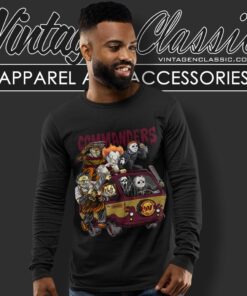 Washington Commanders Horror Movies Characters Halloween Shirt Long Sleeve Tee