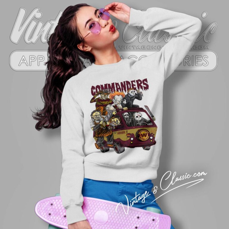 Washington Commanders Horror Movies Characters Halloween Shirt Sweatshirt Washington Commanders Horror Movies Characters Halloween Shirt Sweatshirt