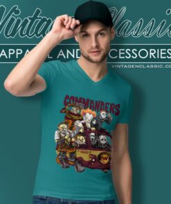 Washington Commanders Horror Movies Characters Halloween Shirt V Neck TShirt