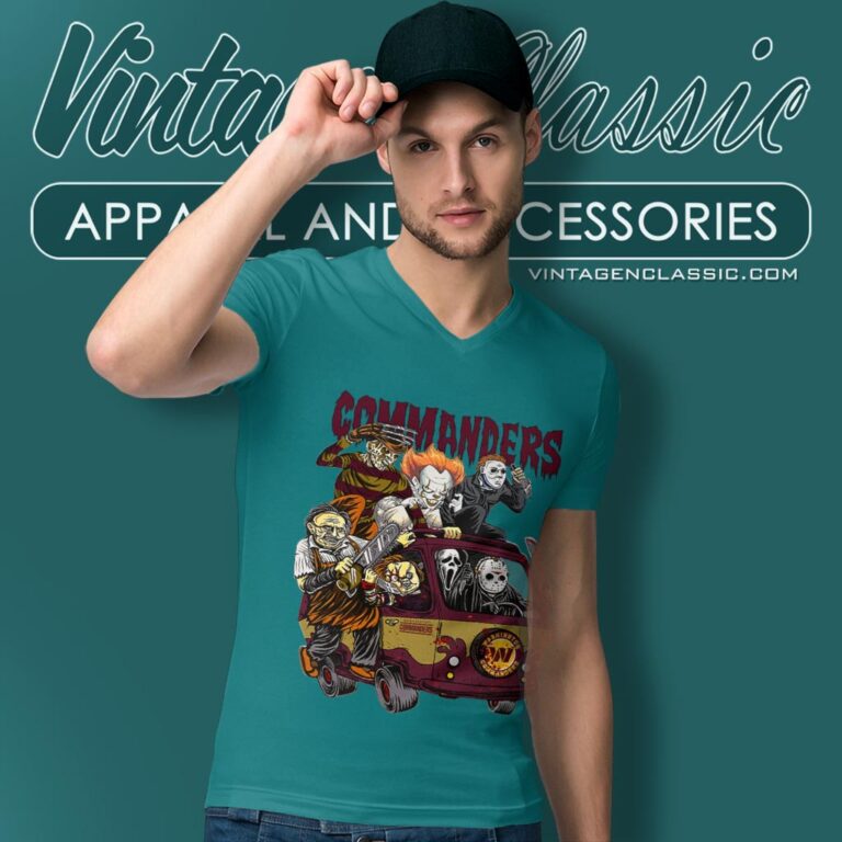 Washington Commanders Horror Movies Characters Halloween Shirt V Neck TShirt Washington Commanders Horror Movies Characters Halloween Shirt V Neck TShirt