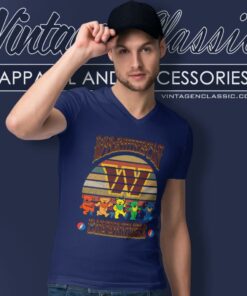 Washington Commanders Nfl Grateful Dancing Bears Retro V Neck TShirt