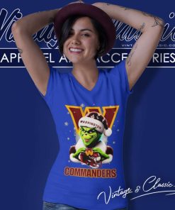 Washington Commanders Santa Grinch Christmas Love V Neck TShirt