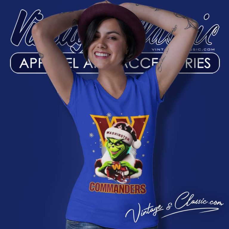 Washington Commanders Santa Grinch Christmas Love V Neck TShirt Washington Commanders Santa Grinch Christmas Love V Neck TShirt