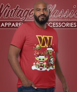 Washington Commanders Shirt Baby Yoda And Groot Santa Christmas T Shirt 1