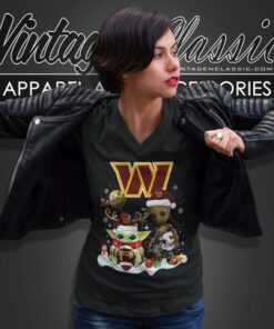 Washington Commanders Shirt Baby Yoda And Groot Santa Christmas V Neck TShirt 1