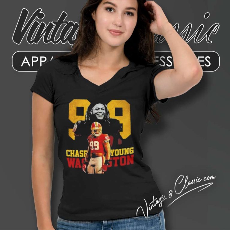 Washington Football Team Chase Young 99 V Neck TShirt Washington Football Team Chase Young 99 V Neck TShirt