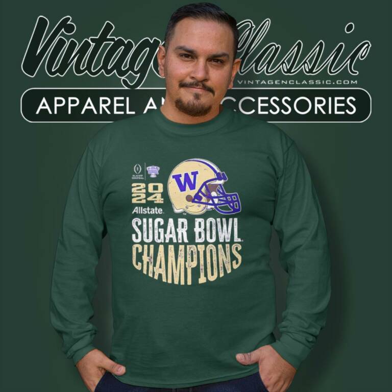 Washington Huskies 2024 Sugar Bowl Champions Helmet Long Sleeve Tee Washington Huskies 2024 Sugar Bowl Champions Helmet Long Sleeve Tee