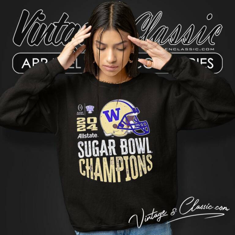 Washington Huskies 2024 Sugar Bowl Champions Helmet Sweatshirt Washington Huskies 2024 Sugar Bowl Champions Helmet Sweatshirt
