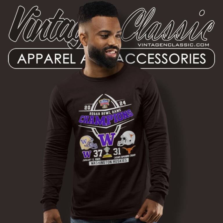 Washington Huskies 37 31 Texas Longhorn 2024 Sugar Bowl Champions Long Sleeve Tee Washington Huskies 37 31 Texas Longhorn 2024 Sugar Bowl Champions Long Sleeve Tee