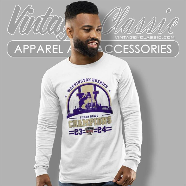 Washington Huskies City Skyline 2023 2024 Sugar Bowl Champions Long Sleeve Tee Washington Huskies City Skyline 2023 2024 Sugar Bowl Champions Long Sleeve Tee