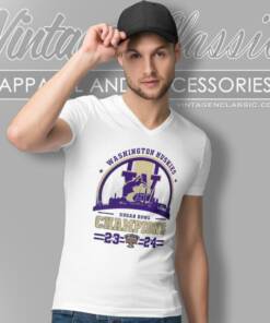 Washington Huskies City Skyline 2023 2024 Sugar Bowl Champions V Neck TShirt