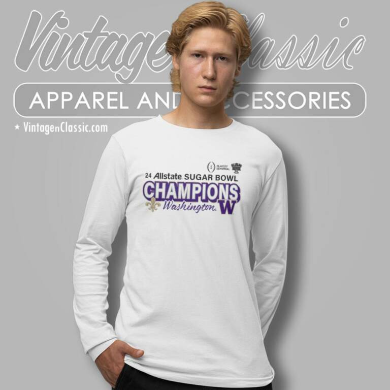 Washington Huskies College Football Playoff 2024 Sugar Bowl Champions Long Sleeve Tee Washington Huskies College Football Playoff 2024 Sugar Bowl Champions Long Sleeve Tee