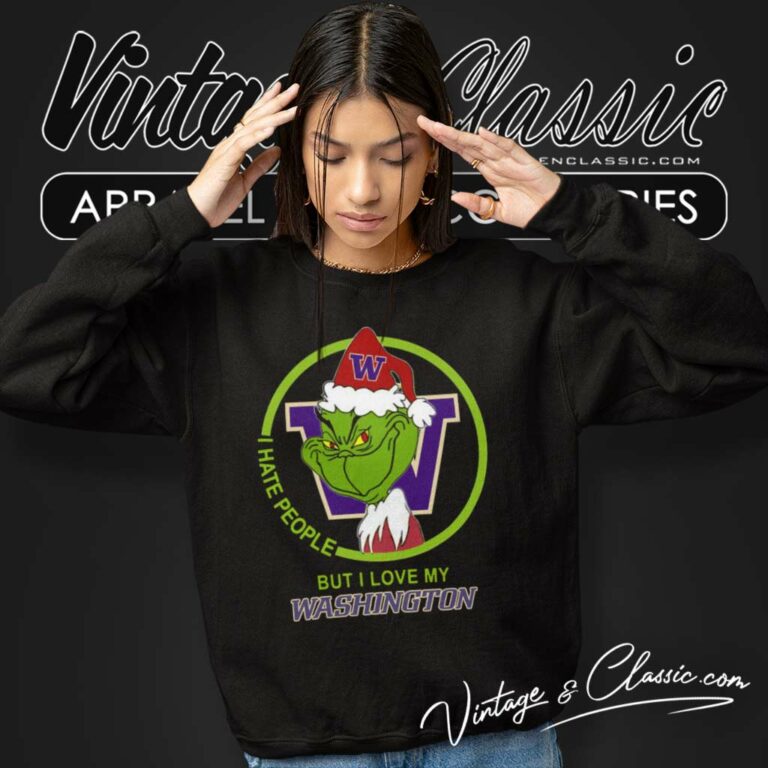 Washington Huskies Ncaa Christmas Grinch Shirt I Hate People But I Love My Washington Sweatshirt Washington Huskies Ncaa Christmas Grinch Shirt I Hate People But I Love My Washington Sweatshirt
