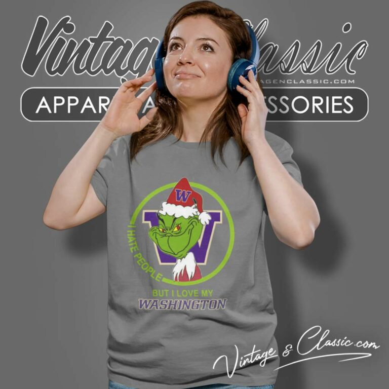 Washington Huskies Ncaa Christmas Grinch Shirt I Hate People But I Love My Washington Women TShirt Washington Huskies Ncaa Christmas Grinch Shirt I Hate People But I Love My Washington Women TShirt