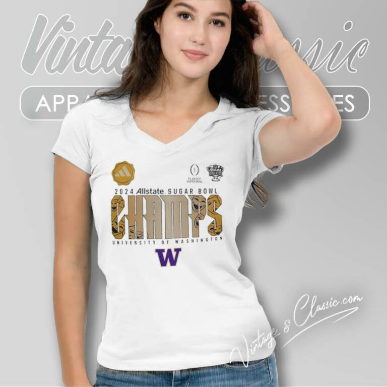 Washington Huskies Shirt 2024 Allstate Sugar Bowl Champs University Of Washington V Neck TShirt Washington Huskies Shirt 2024 Allstate Sugar Bowl Champs University Of Washington V Neck TShirt