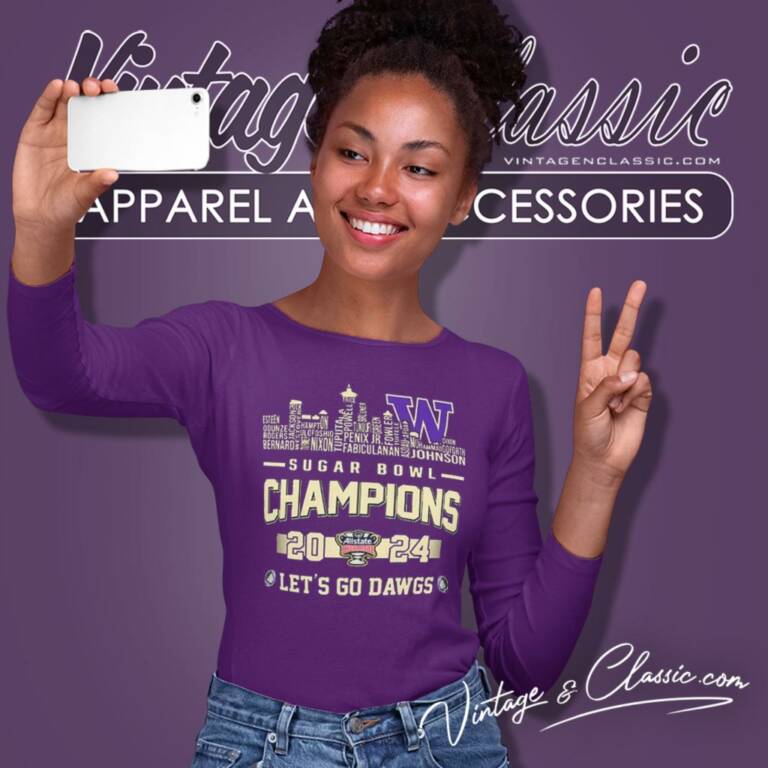Washington Huskies Skyline Players Name 2024 Sugar Bowl Champions Lets Go Dawgs Long Sleeve Tee Washington Huskies Skyline Players Name 2024 Sugar Bowl Champions Lets Go Dawgs Long Sleeve Tee