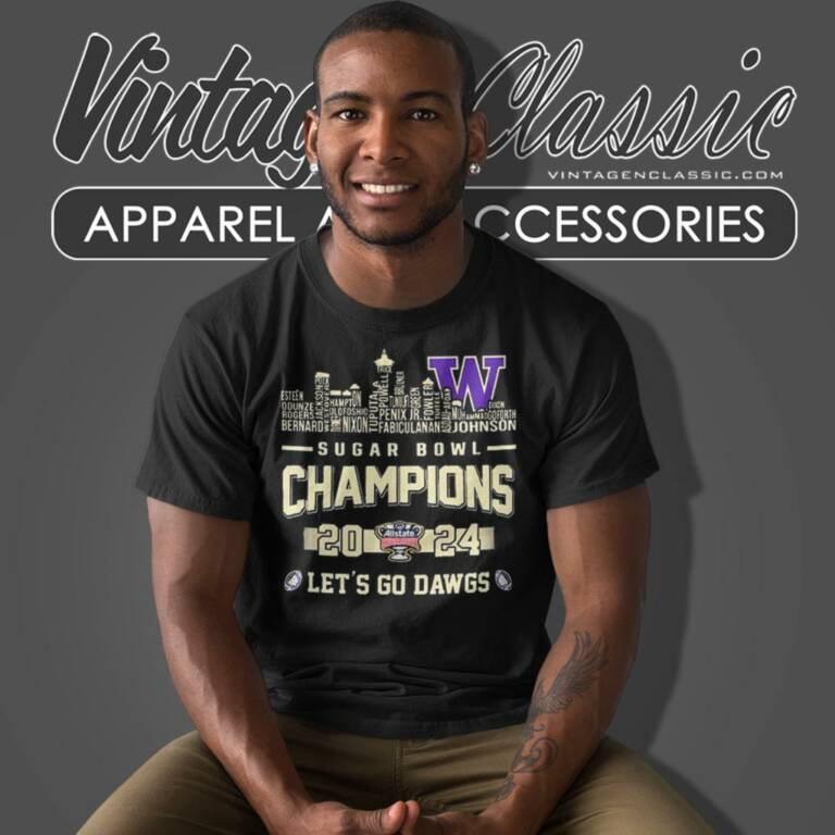 Washington Huskies Skyline Players Name 2024 Sugar Bowl Champions Lets Go Dawgs T Shirt Washington Huskies Skyline Players Name 2024 Sugar Bowl Champions Lets Go Dawgs T Shirt