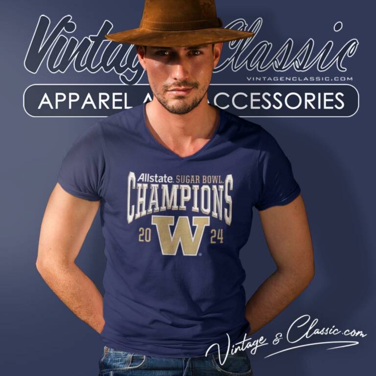 Washington Huskies Sugar Bowl Champions 2024 V Neck TShirt Washington Huskies Sugar Bowl Champions 2024 V Neck TShirt