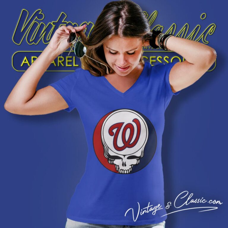 Washington Nationals Grateful Dead Steal Your Face V Neck TShirt Washington Nationals Grateful Dead Steal Your Face V Neck TShirt