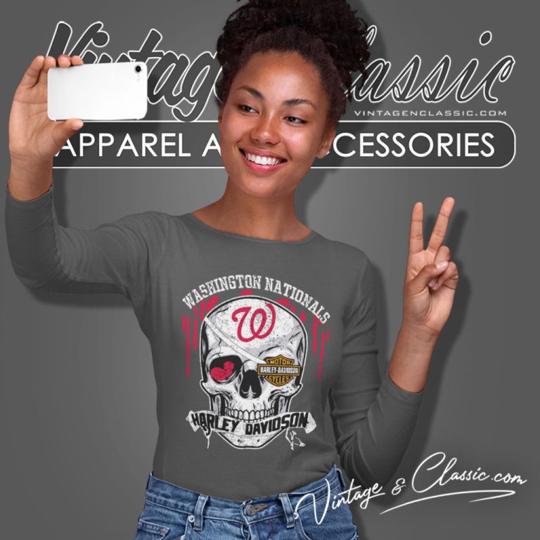 Washington Nationals Harley Davidson Skull Long Sleeve Tee Washington Nationals Harley Davidson Skull Long Sleeve Tee