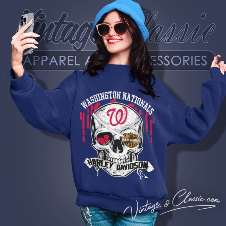 Washington Nationals Harley Davidson Skull Sweatshirt Washington Nationals Harley Davidson Skull Sweatshirt