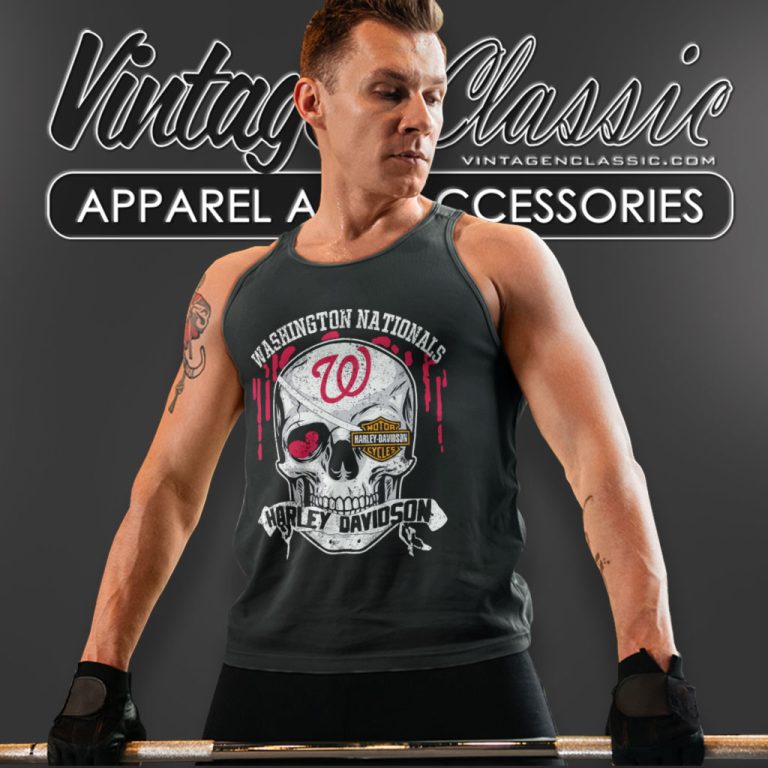 Washington Nationals Harley Davidson Skull Tank Top Racerback Washington Nationals Harley Davidson Skull Tank Top Racerback