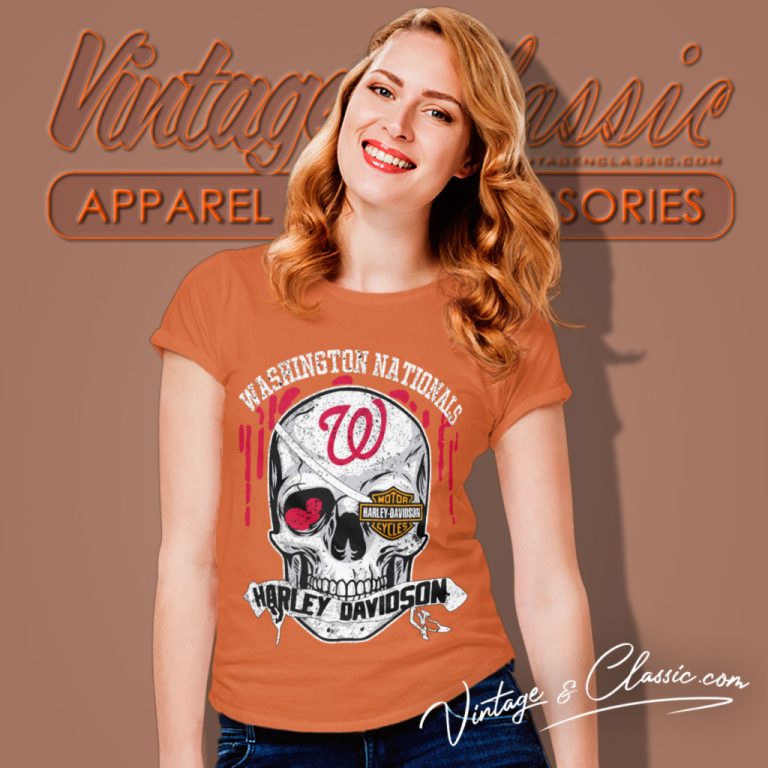 Washington Nationals Harley Davidson Skull Women T Shirt Washington Nationals Harley Davidson Skull Women T Shirt