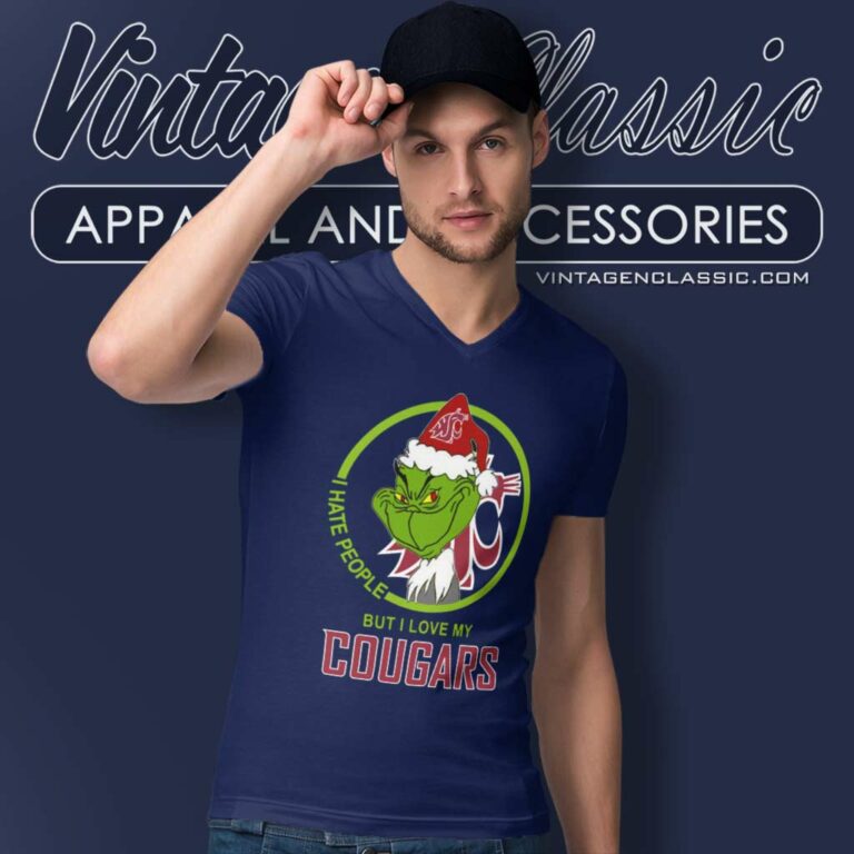 Washington State Cougars Ncaa Christmas Grinch Shirt I Hate People But I Love My Cougars V Neck TShirt 1 Washington State Cougars Ncaa Christmas Grinch Shirt I Hate People But I Love My Cougars V Neck TShirt 1