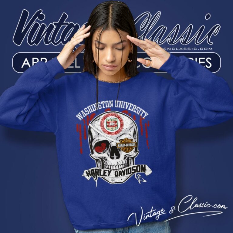Washington University In St Louis Harley Davidson Skull Sweatshirt Washington University In St Louis Harley Davidson Skull Sweatshirt