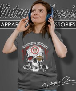 Washington University In St Louis Harley Davidson Skull Women T Shirt