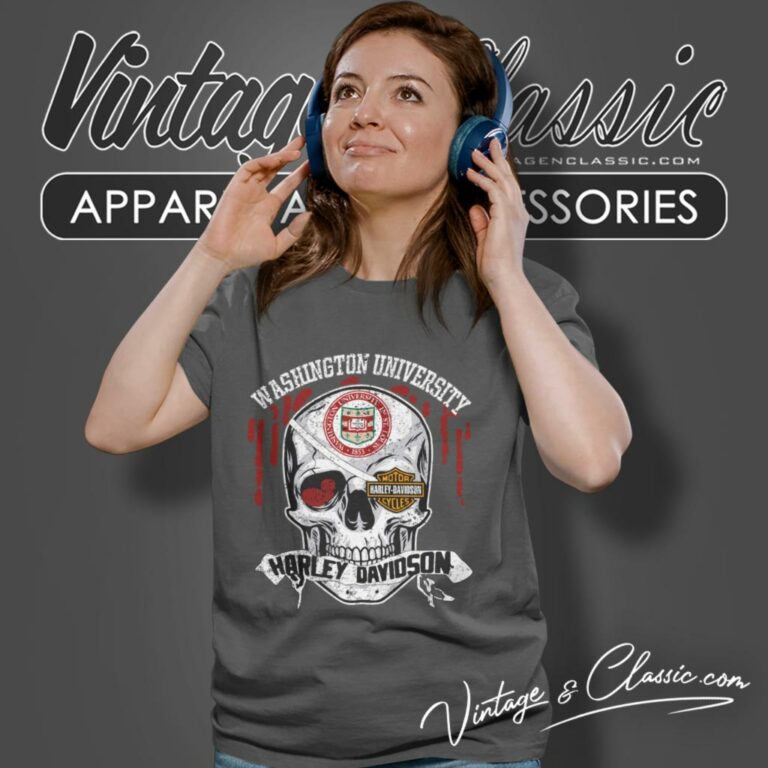 Washington University In St Louis Harley Davidson Skull Women T Shirt Washington University In St Louis Harley Davidson Skull Women T Shirt