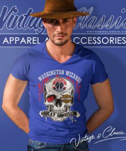 Washington Wizards Harley Davidson Skull V Neck TShirt 1