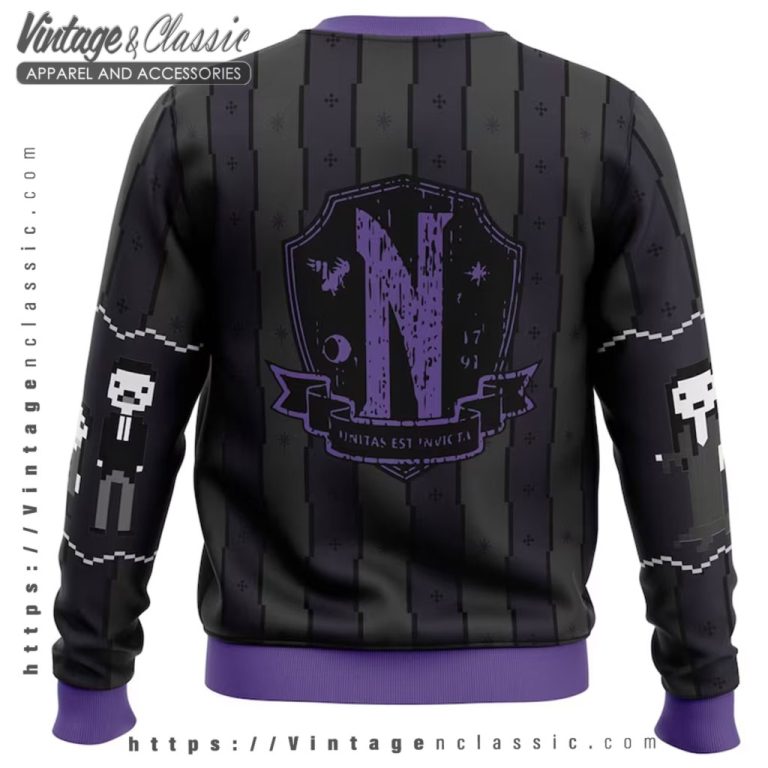 Wednesday Addams Family Ugly Christmas Sweater back Ugly Sweater Wednesday Addams Family Ugly Christmas Sweater back Ugly Sweater