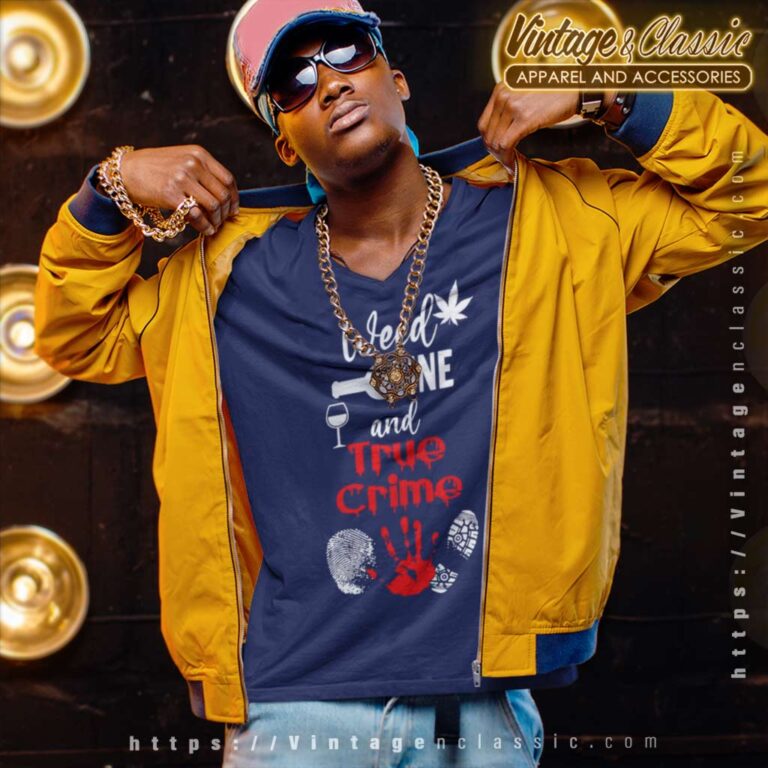 Weed Wine And True Crime V Neck TShirt Weed Wine And True Crime V Neck TShirt