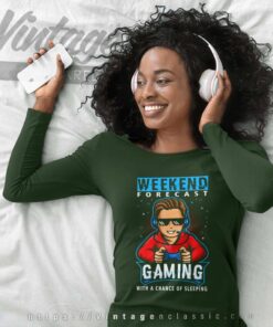 Weekend Forecast Gaming Cool Gamer Teen Boy Video Games Long Sleeve Tee