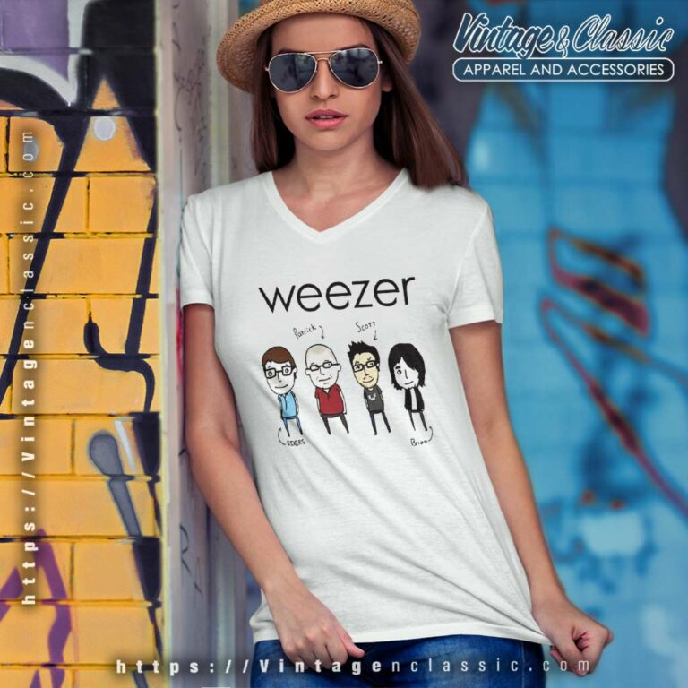 Weezer Drawing V Neck TShirt Weezer Drawing V Neck TShirt