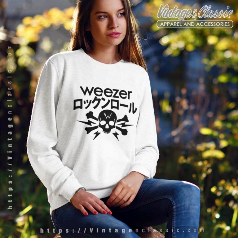 Weezer Shirt Kanji Skull Crossbones Sweatshirt Weezer Shirt Kanji Skull Crossbones Sweatshirt