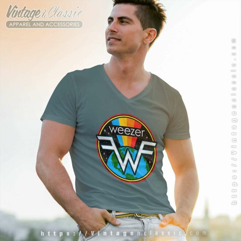 Weezer Space V Neck TShirt Weezer Space V Neck TShirt