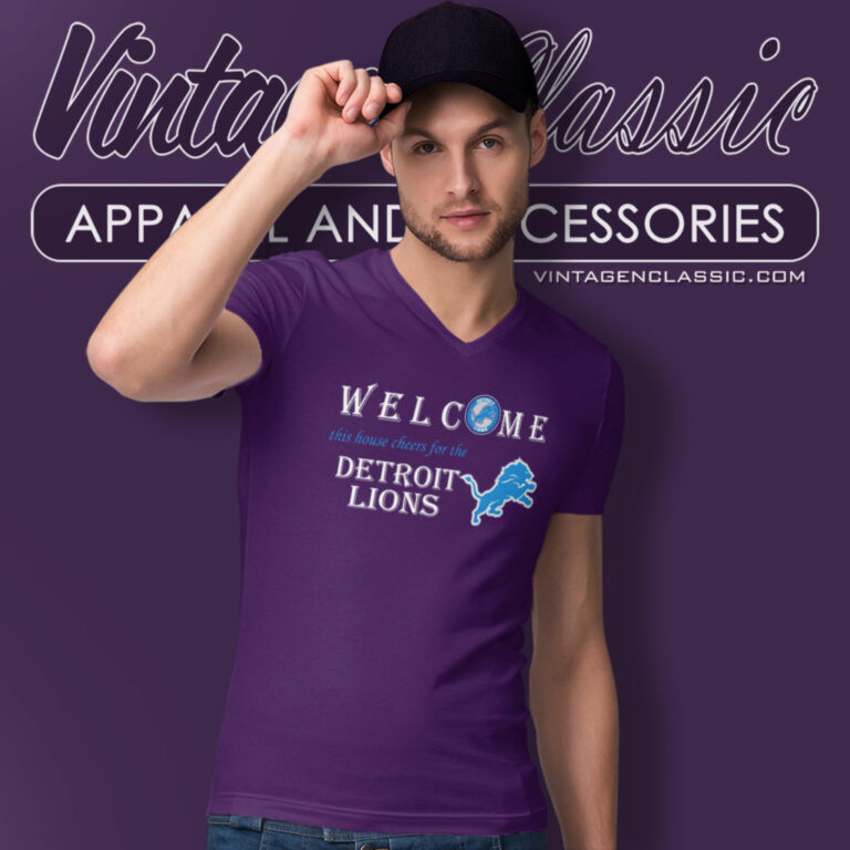 Welcome This House Cheers For The Detroit Lions V Neck TShirt Welcome This House Cheers For The Detroit Lions V Neck TShirt