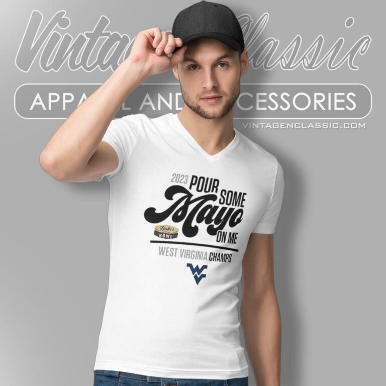 West Virginia Mountaineers 2023 Dukes Mayo Bowl Champions V Neck TShirt West Virginia Mountaineers 2023 Dukes Mayo Bowl Champions V Neck TShirt