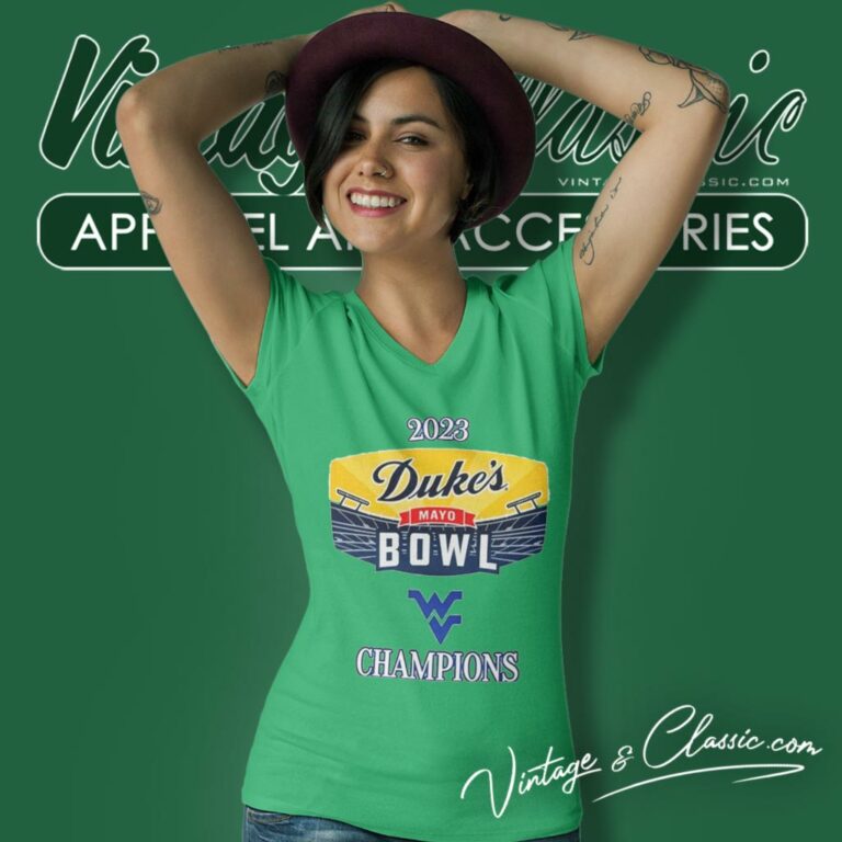 West Virginia Mountaineers 2023 Dukes Mayo Bowl Logo V Neck TShirt West Virginia Mountaineers 2023 Dukes Mayo Bowl Logo V Neck TShirt